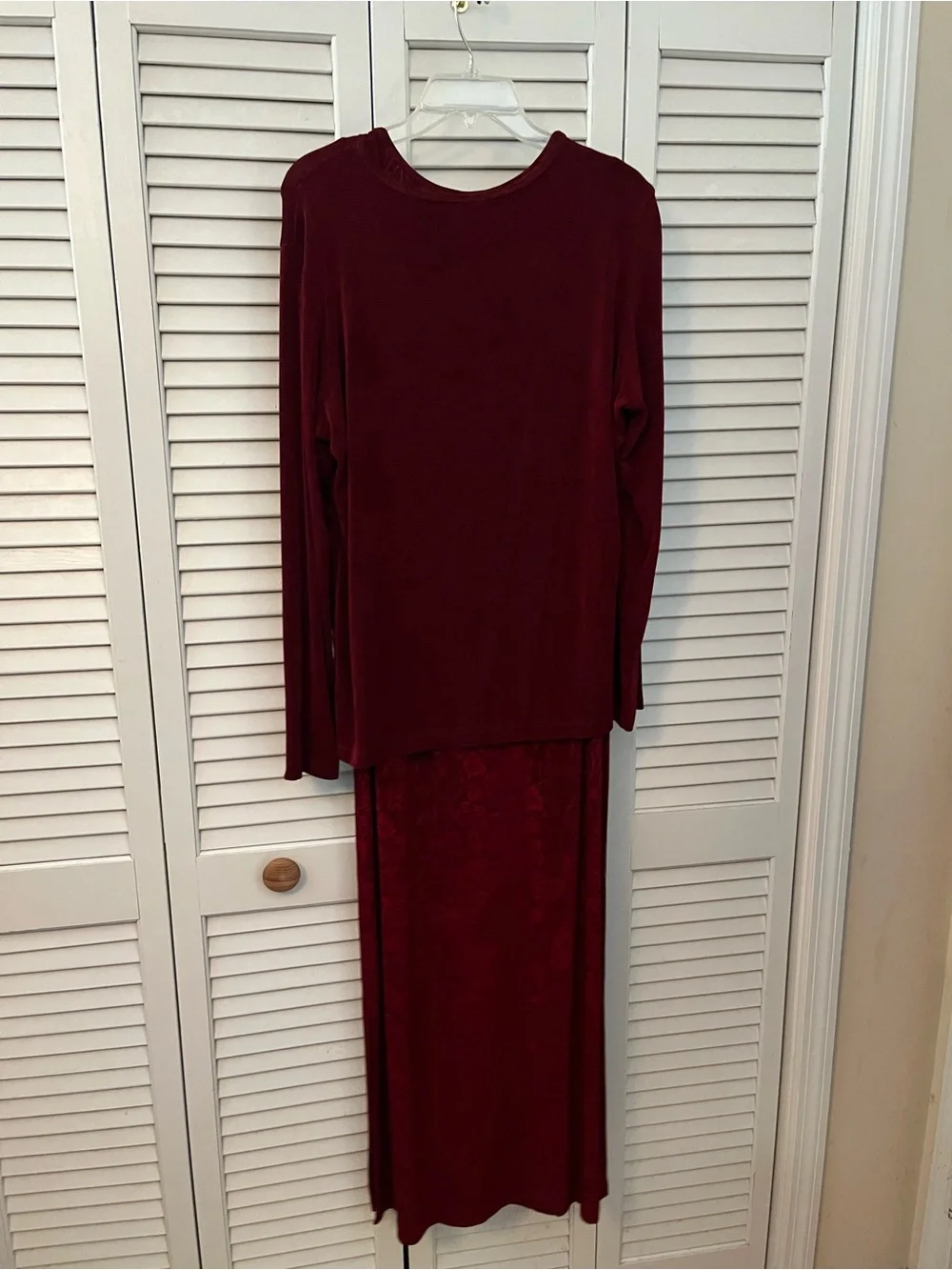 Vintage Coldwater Creek Red Burnout Maxi Dress Cardigan Set Size Large